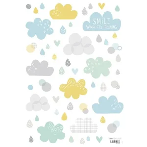 Vinilo infantil Nubes y lluvia