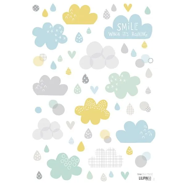 Vinilo infantil Nubes y lluvia - Imagen 2