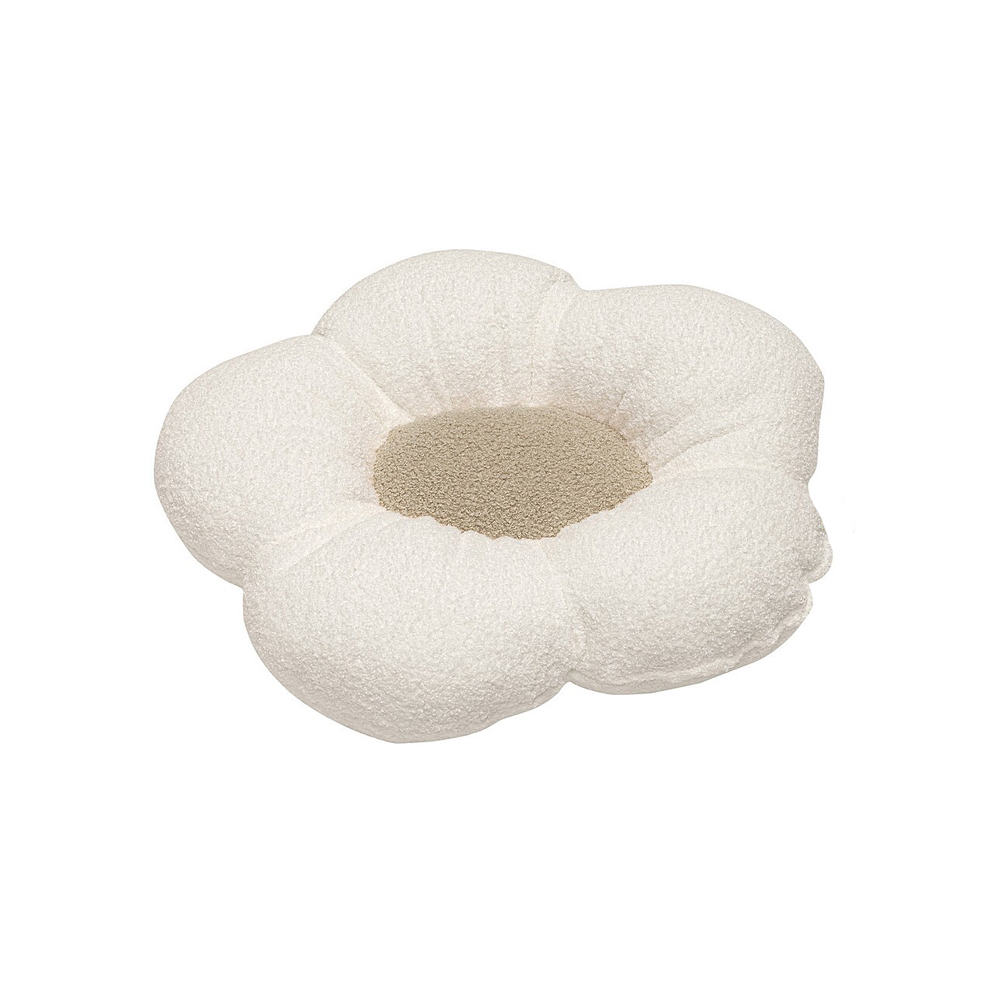Cojín en Forma de Flor Mia II – Bouclé Blanco con Centro Beige - Imagen 3